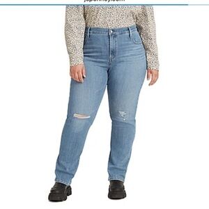 Levi’s 724 high- rise slim straight distressed jeans size 24W